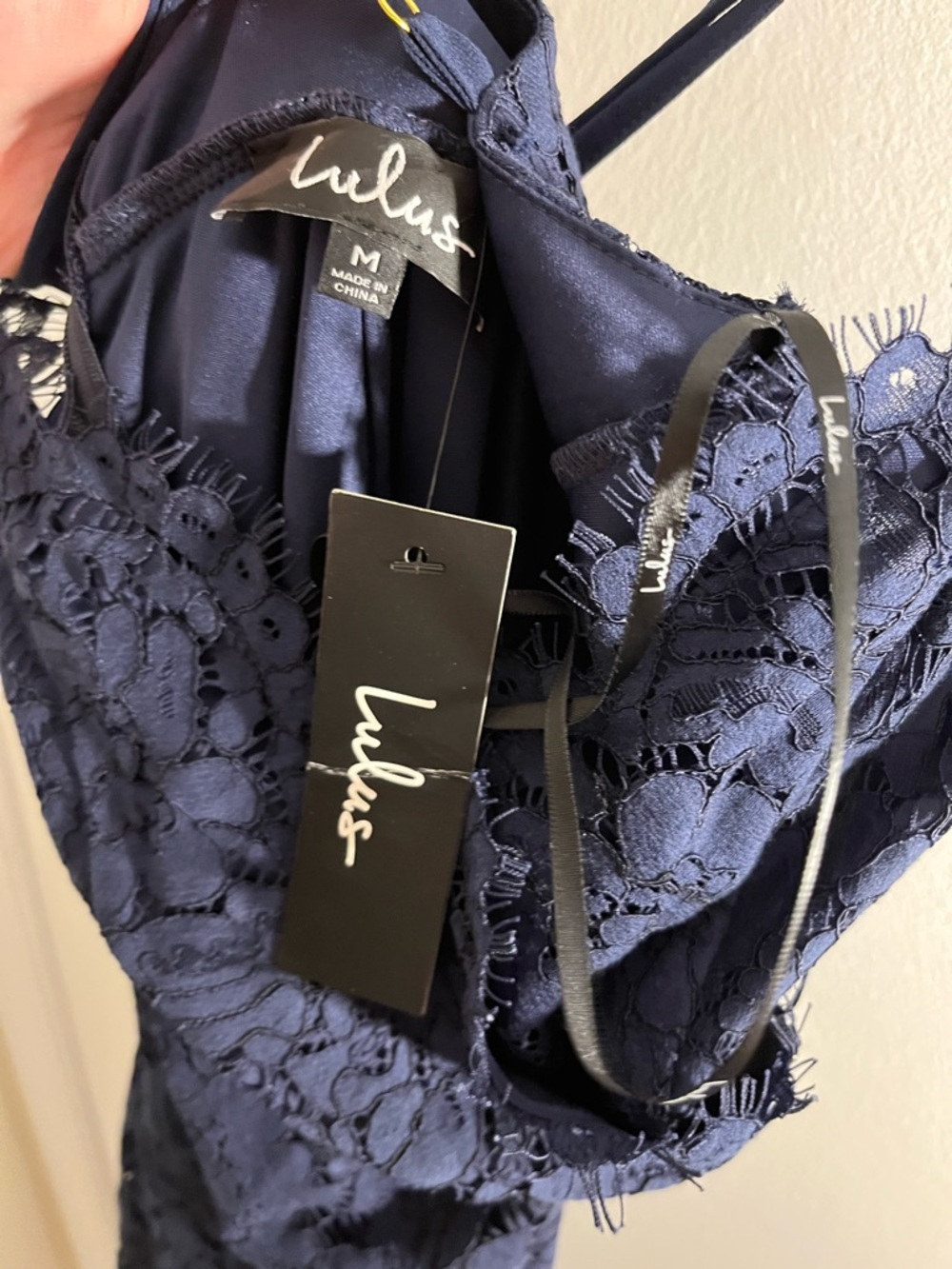 Lulu's Flirting with Desire Navy Blue Lace Bodycon Dress NWT - Picture 13 of 13